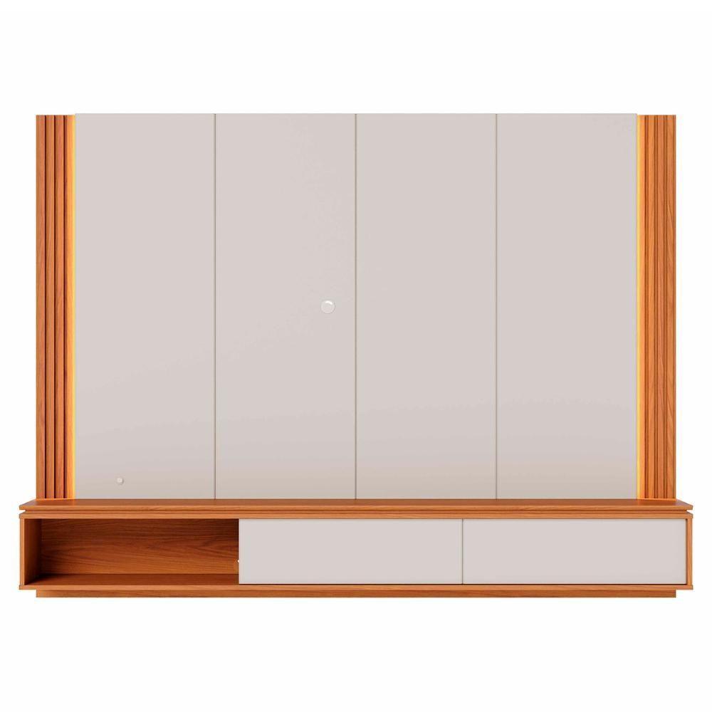 Painel Tv 75 Pol E Bancada Suspensa Trento Off White/freijó C05 - Mpozenato - 9