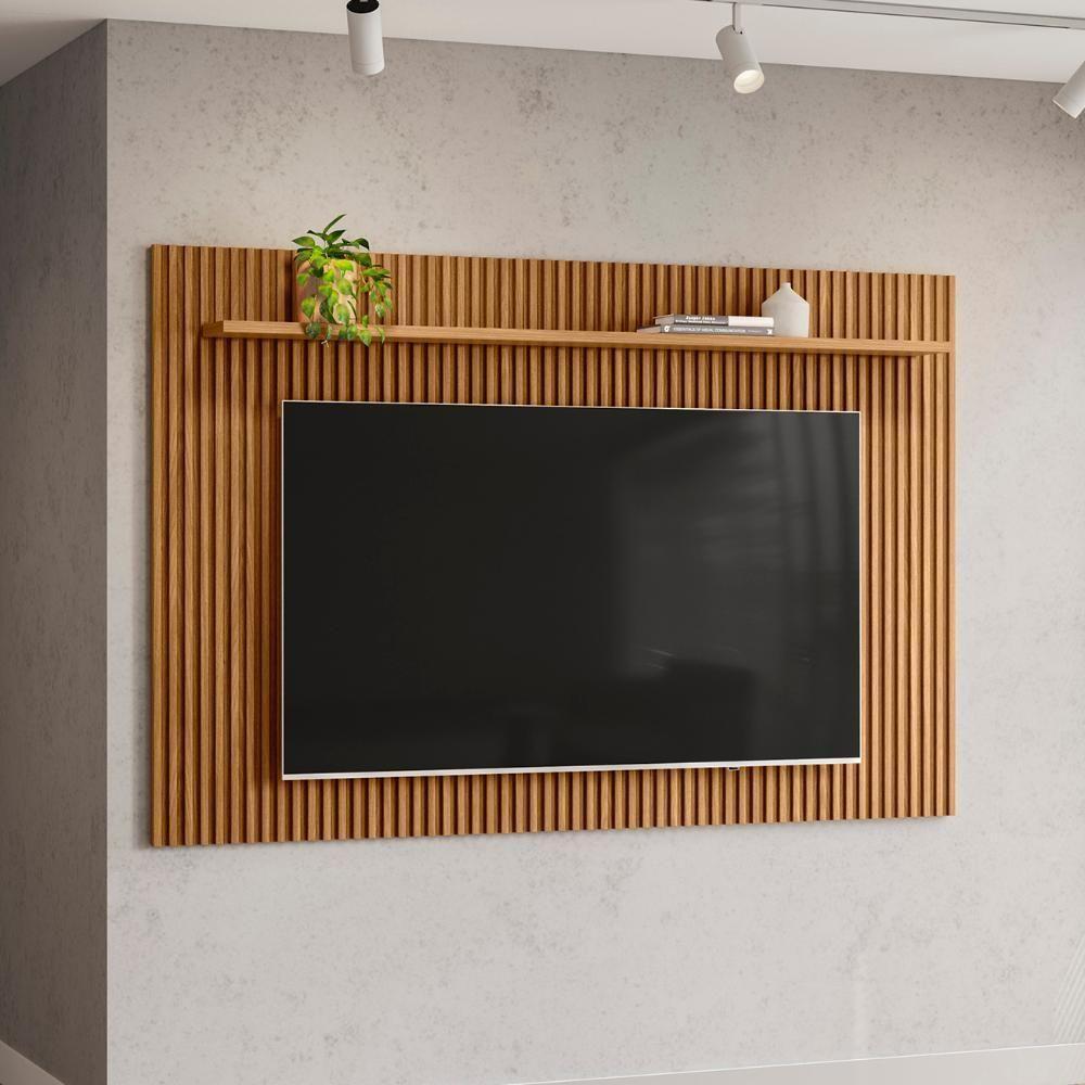 Painel Tv 75 Pol 201cm Ripado Com Prateleira Benty Nature L06 - Mpozenato - 2