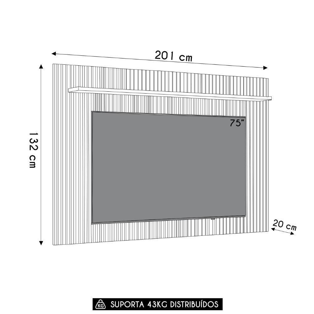 Painel Tv 75 Pol 201cm Ripado Com Prateleira Benty Nature L06 - Mpozenato - 4