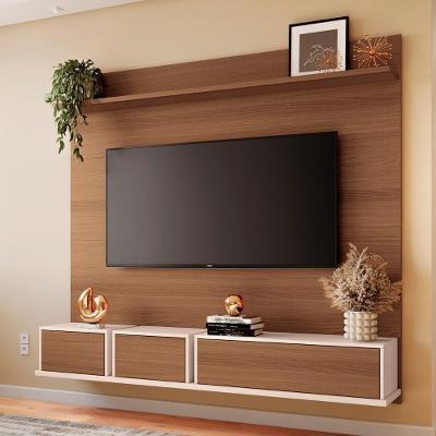 Painel Tv 70 Pol 180cm Bancada Suspensa Max Off/castanho - Hb Móveis