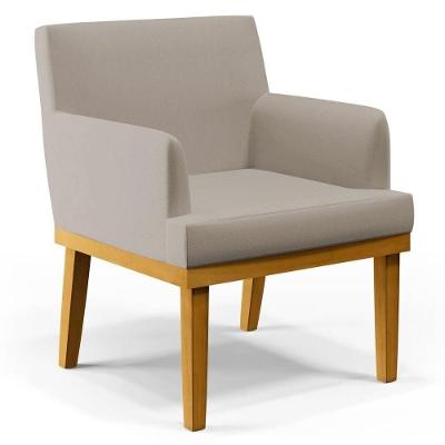 Poltrona Decorativa Sala De Estar E Recepção Vitória W01 Linho Bege - Mpozenato