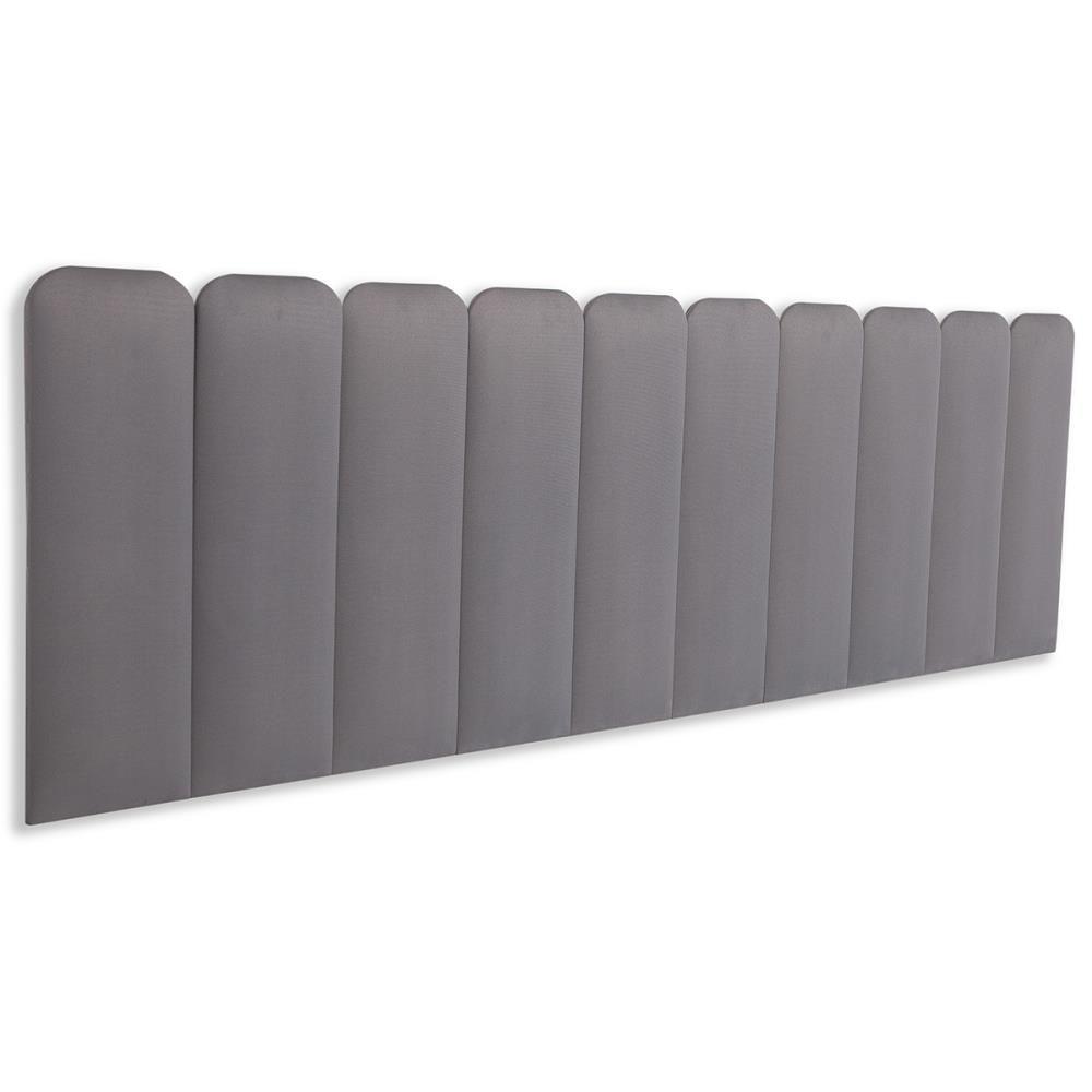 Cabeceira King Kit 10 Placas Modelo Arredondada - Suede Cinza - 1