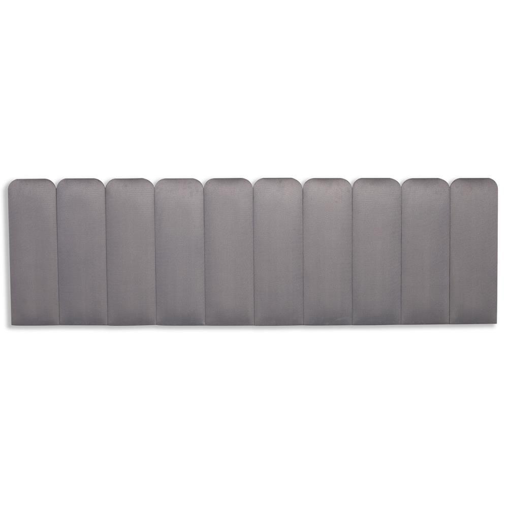 Cabeceira King Kit 10 Placas Modelo Arredondada - Suede Cinza - 4
