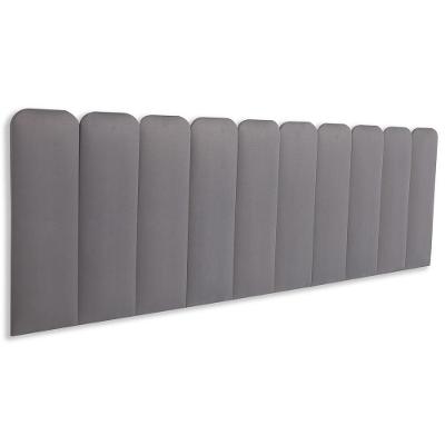 Cabeceira King Kit 10 Placas Modelo Arredondada - Suede Cinza