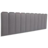 Cabeceira King Kit 10 Placas Modelo Arredondada - Suede Cinza - 1