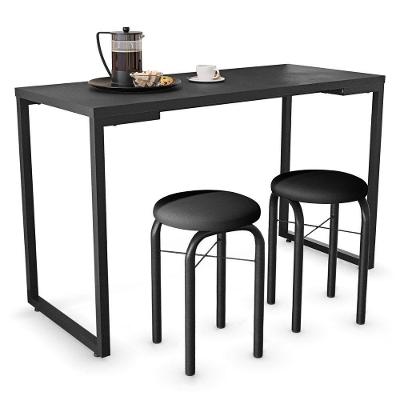 Mesa De Cozinha Bistrô Porto Preto 120cm Com 2 Banquetas Industriais Maviê Preto - Mpozenato