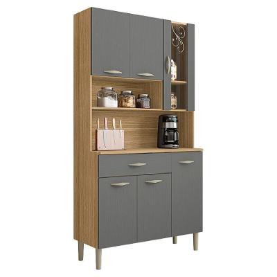 Kit Cozinha 6 portas 1 gaveta 91 Cm Golden Ktp Freijo Gris