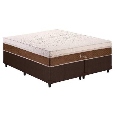 Cama Box King: Colchão Molas Ensacadas Polar MasterPocket Jasmim + Base CRC Courano Brown(193x203)