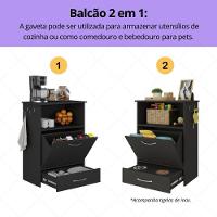 Kit Armário De Cozinha Aéreo 62,5cm Com Balcão Multiuso Multimóveis Mp5063 Preto - 3
