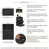 Kit Armário De Cozinha Aéreo 62,5cm Com Balcão Multiuso Multimóveis Mp5063 Preto - 6