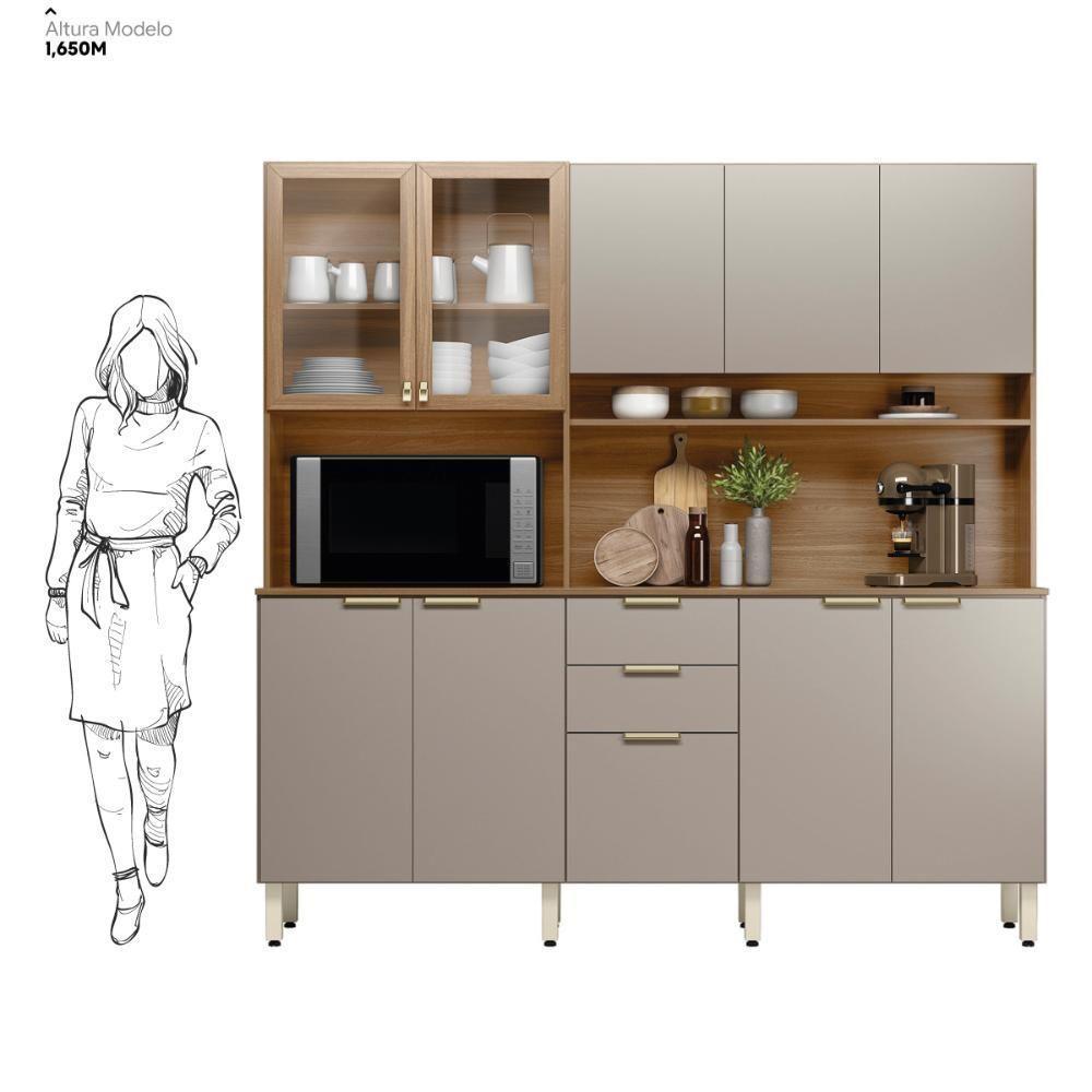 Cozinha Compacta Amora 10 Portas 2 Gavetas Amora Amendola/nude Prime Tx Demobile Amendola/nude Prime Tx - 6