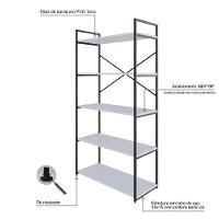 Estante C/05 Prateleiras 152x80x33cm Yon Branco Tx/est.preta Branco Tx/est.preta - 3