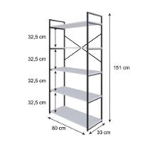 Estante C/05 Prateleiras 152x80x33cm Yon Branco Tx/est.preta Branco Tx/est.preta - 5