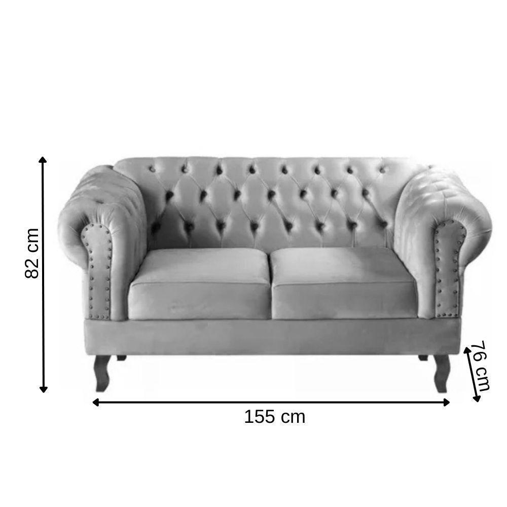 Sofá Chesterfield 2 Lugares Dom Pedro Vintage Retrô Capitonê Veludo Verde - 2