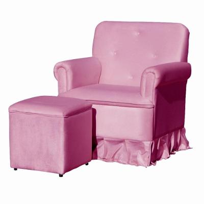 Poltrona Para Amamentação Balanço E Puff Dandara Veludo Rosa Chiclete