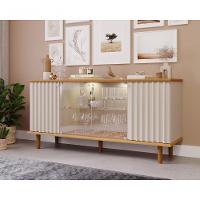Buffet 4 Portas Com Led Janice Nature/off White Cimol Móveis - 2