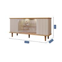 Buffet 4 Portas Com Led Janice Nature/off White Cimol Móveis - 3