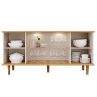 Buffet 4 Portas Com Led Janice Nature/off White Cimol Móveis - 5