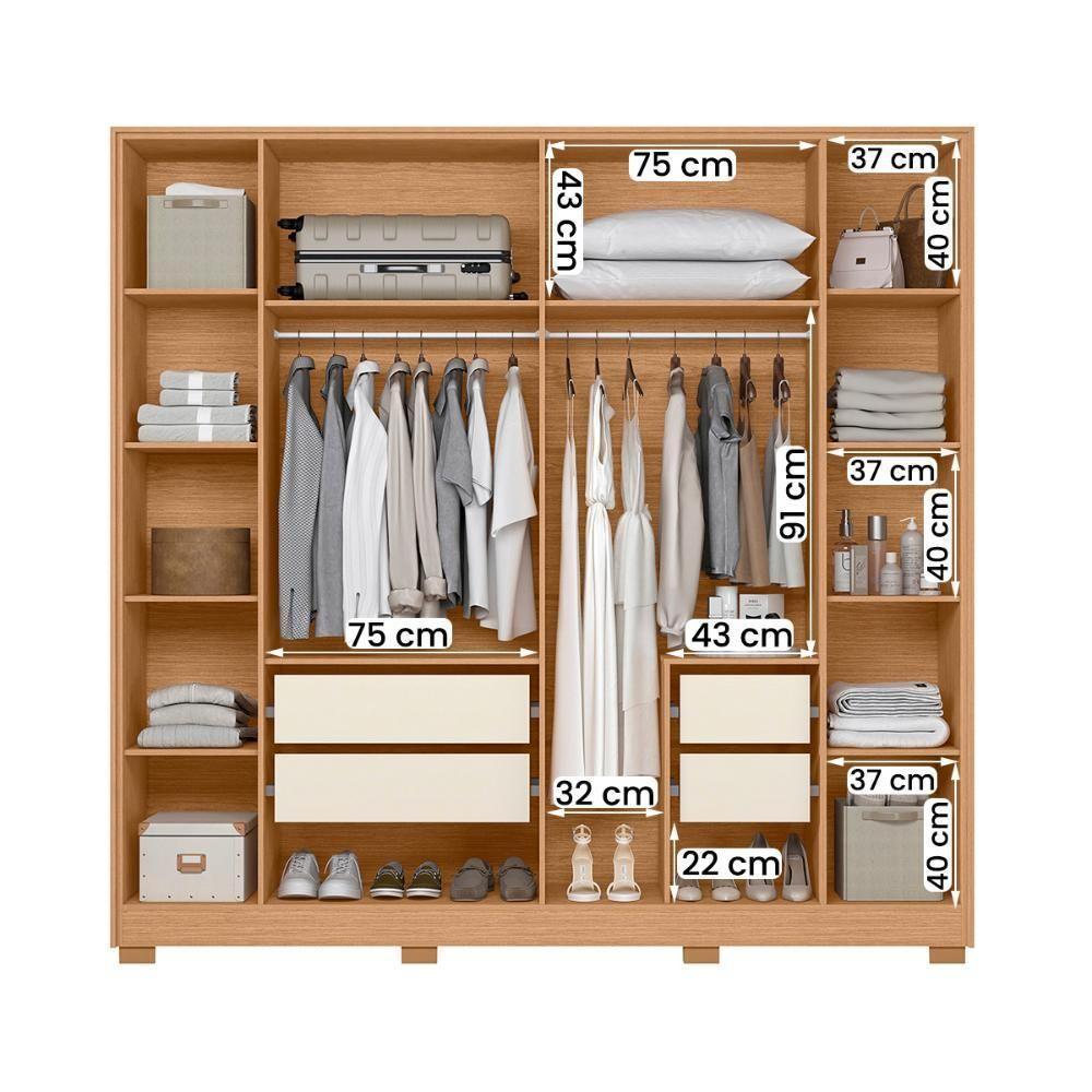 Guarda Roupa Deville 237cm 6 Portas 4 Gavetas Com Pés Freijo off White - 4