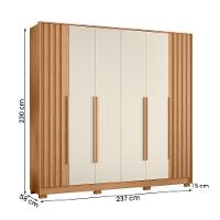 Guarda Roupa Deville 237cm 6 Portas 4 Gavetas Com Pés Freijo off White - 2