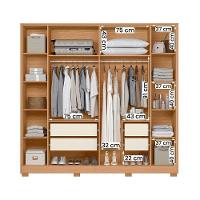 Guarda Roupa Deville 237cm 6 Portas 4 Gavetas Com Pés Freijo off White - 4