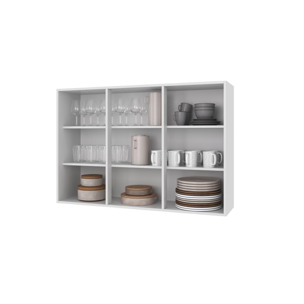 Armário Aéreo 120cm 3 Portas Com Vidro Reflecta Firenze Branco Indekes - 3