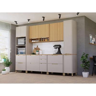 Cozinha Completa 6 Peças Com Tampo Lumina Luciane Móveis Cinammon/Freijó