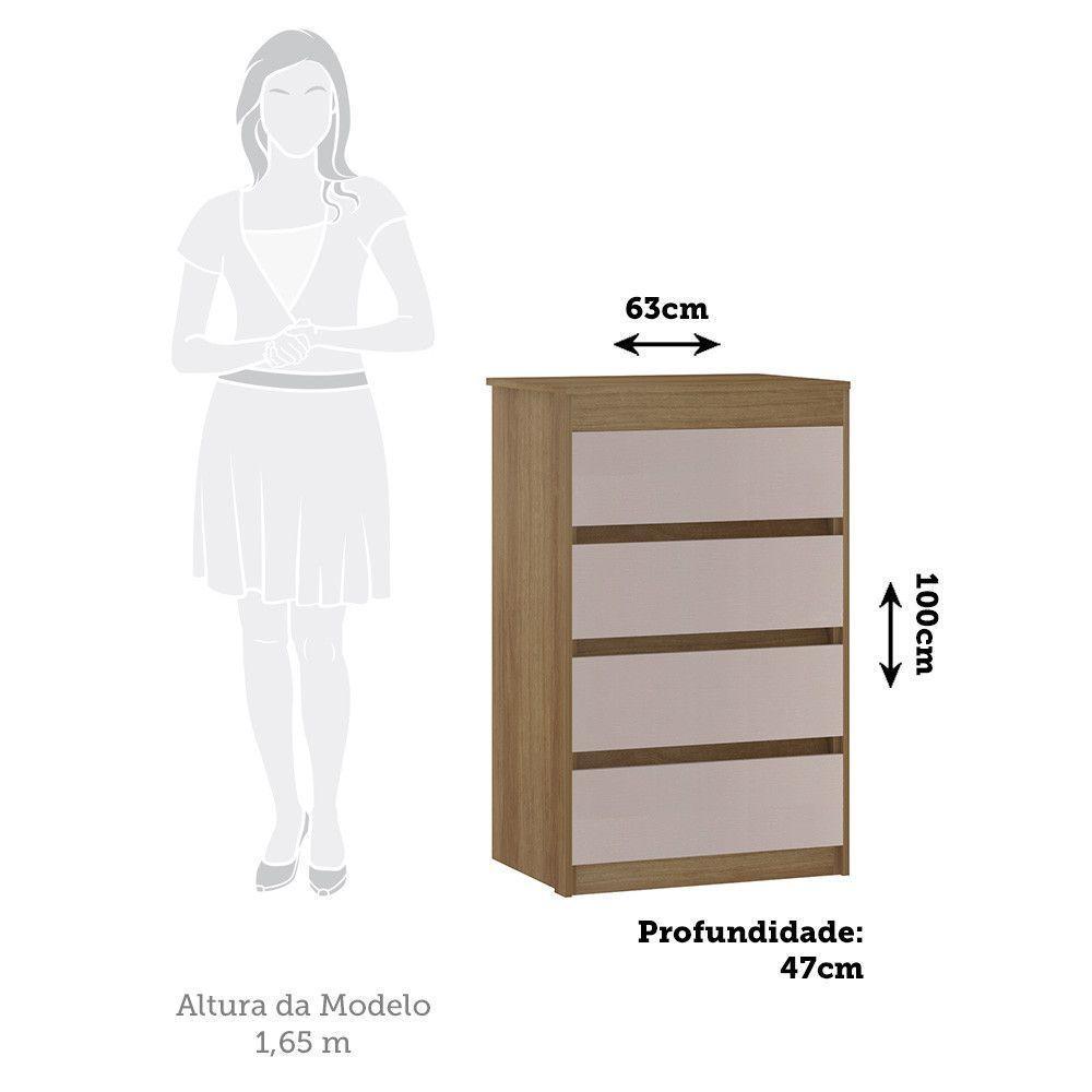 Cômoda 4 Gavetas Uni Luciane Móveis Avelã Pf/cinammon Pf - 3