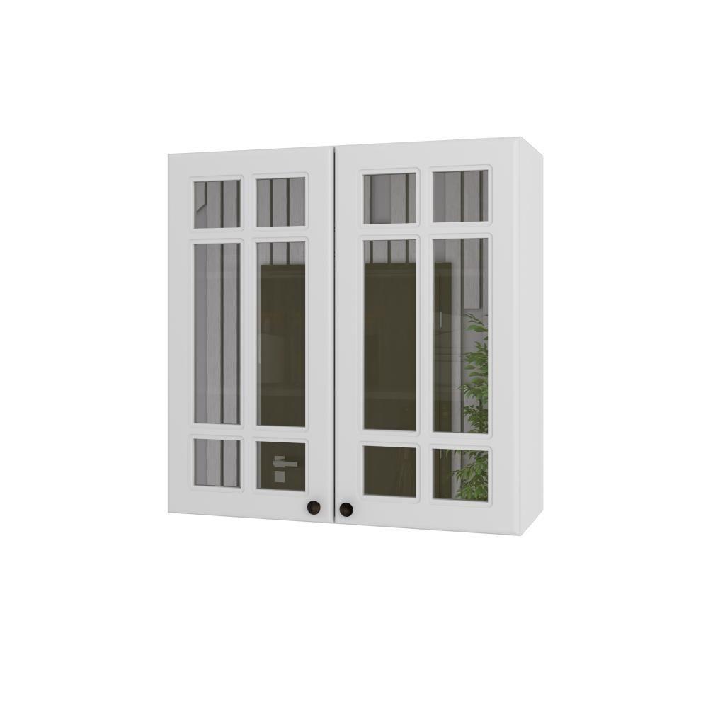 Armário Aéreo 80cm Duas Portas Com Vidro Reflecta Firenze Branco Indekes - 1