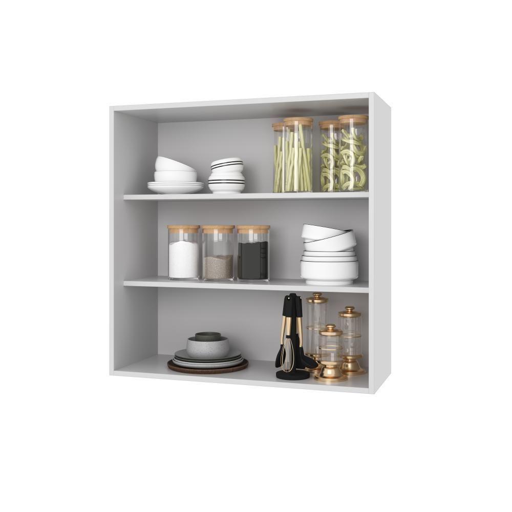 Armário Aéreo 80cm Duas Portas Com Vidro Reflecta Firenze Branco Indekes - 3