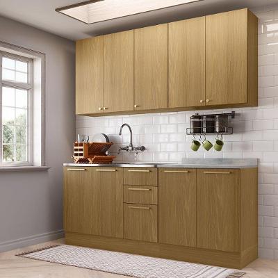 Cozinha Compacta Elegance 9 Portas 3 Gavetas MDF 200cm Amadeirado