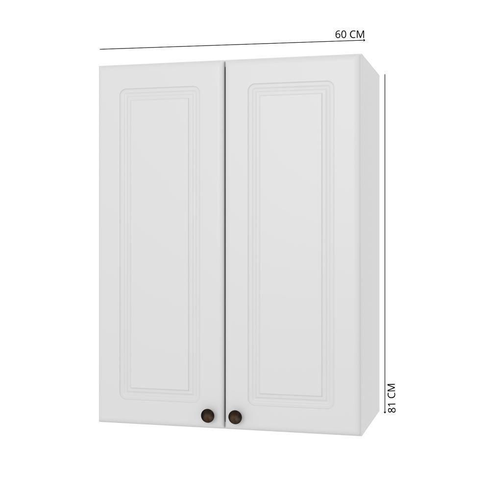 Armário Aéreo 2 Portas 60cm Firenze Branco Indekes Branco - 2
