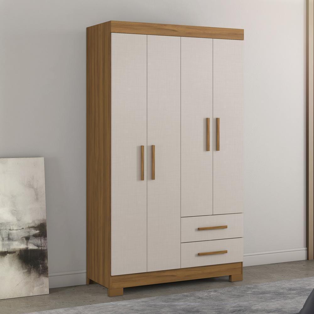 Guarda-roupa Com 4 Portas E 2 Gavetas Off White Com Freijó Nt5005 Notável Móveis - 2
