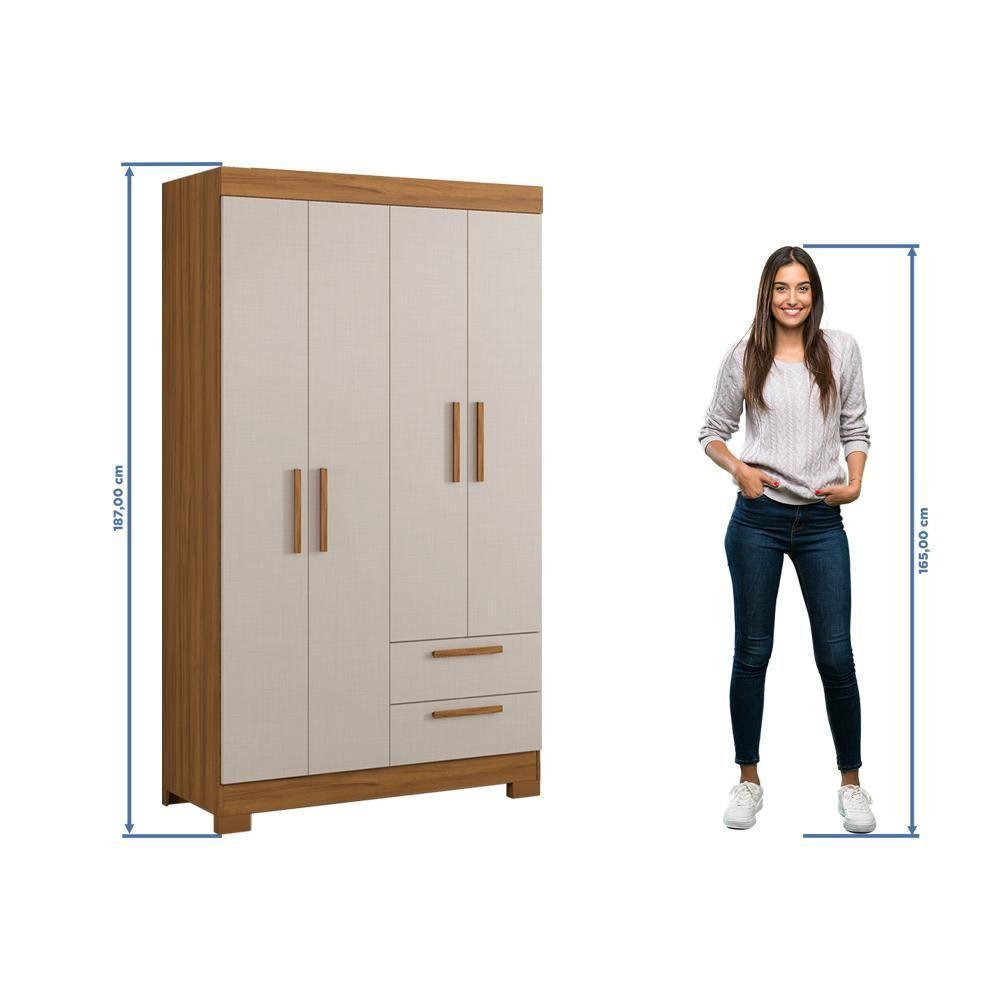 Guarda-roupa Com 4 Portas E 2 Gavetas Off White Com Freijó Nt5005 Notável Móveis - 4