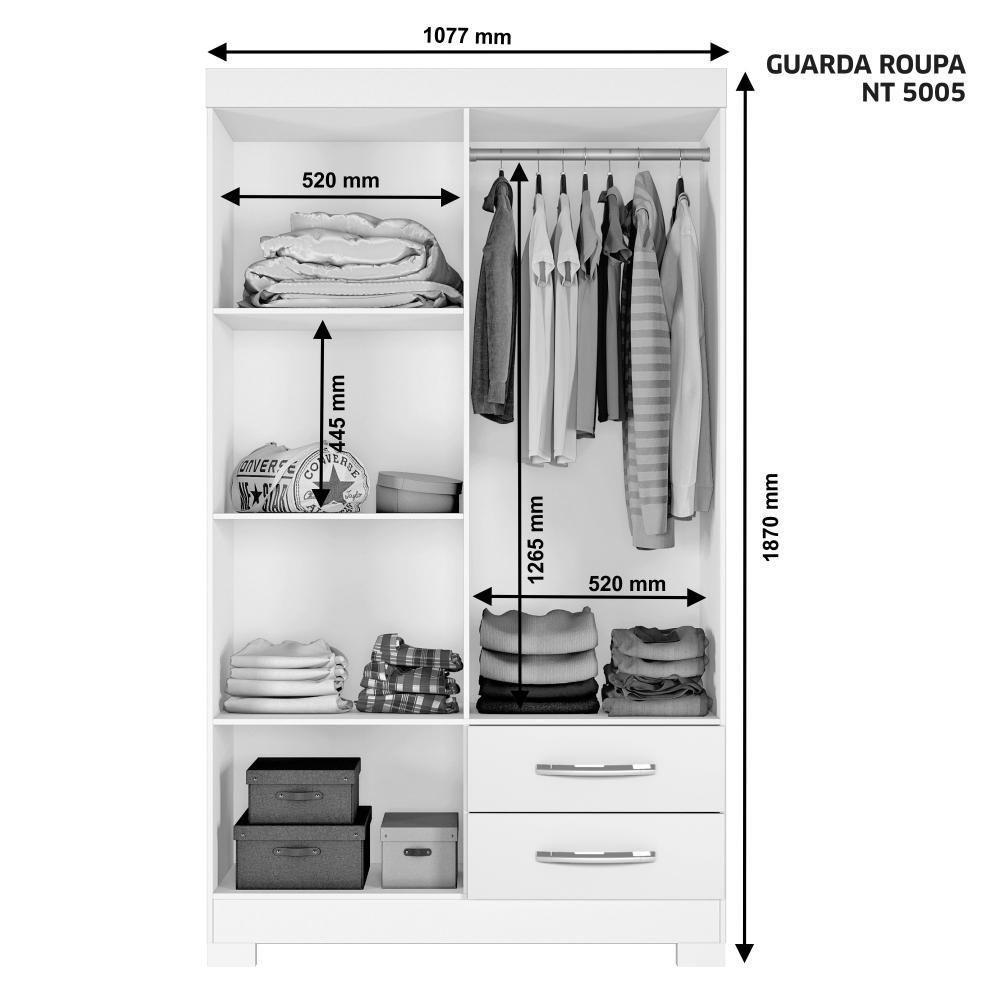 Guarda-roupa Com 4 Portas E 2 Gavetas Off White Com Freijó Nt5005 Notável Móveis - 5