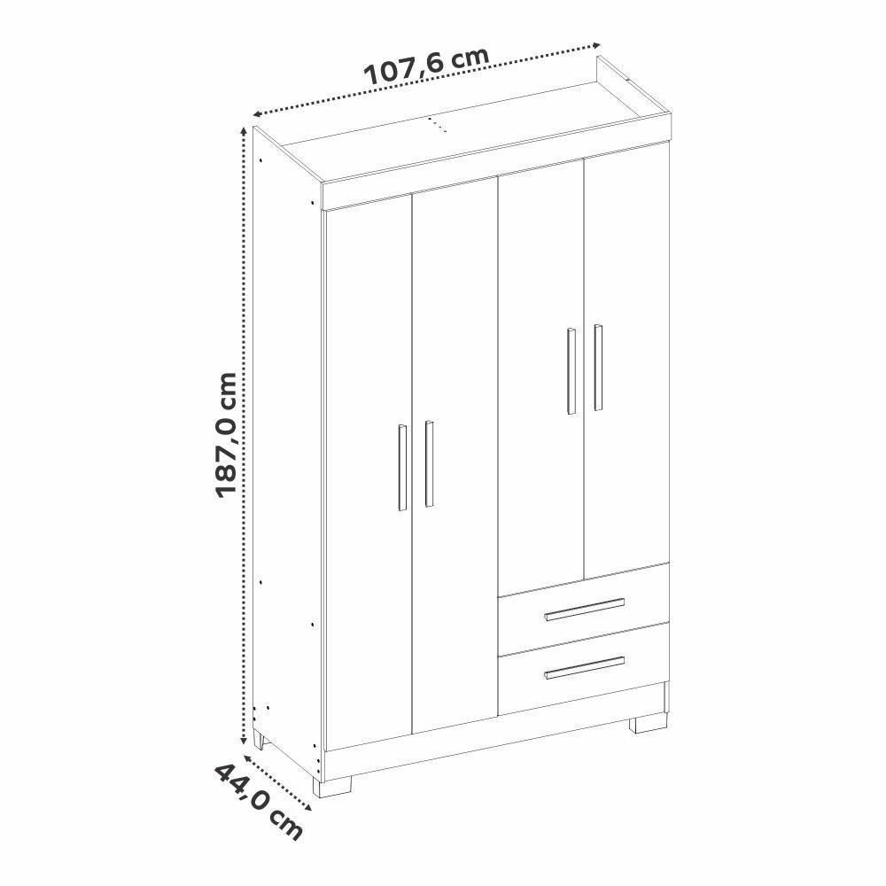 Guarda-roupa Com 4 Portas E 2 Gavetas Off White Com Freijó Nt5005 Notável Móveis - 6