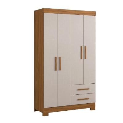 Guarda-roupa Com 4 Portas E 2 Gavetas Off White Com Freijó Nt5005 Notável Móveis