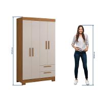 Guarda-roupa Com 4 Portas E 2 Gavetas Off White Com Freijó Nt5005 Notável Móveis
