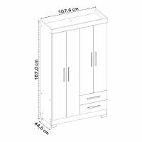Guarda-roupa Com 4 Portas E 2 Gavetas Off White Com Freijó Nt5005 Notável Móveis - 6