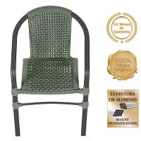 04 Cadeiras Floripa Alumínio Pintura Preta Trama Original Verde - 3