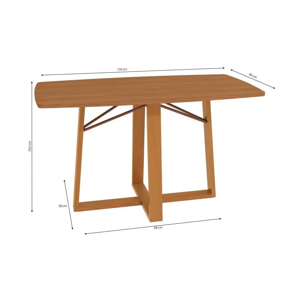 Conjunto Sala De Jantar Madeira Maciça 6 Cadeiras Kappesberg Bouclé Terracota - 3