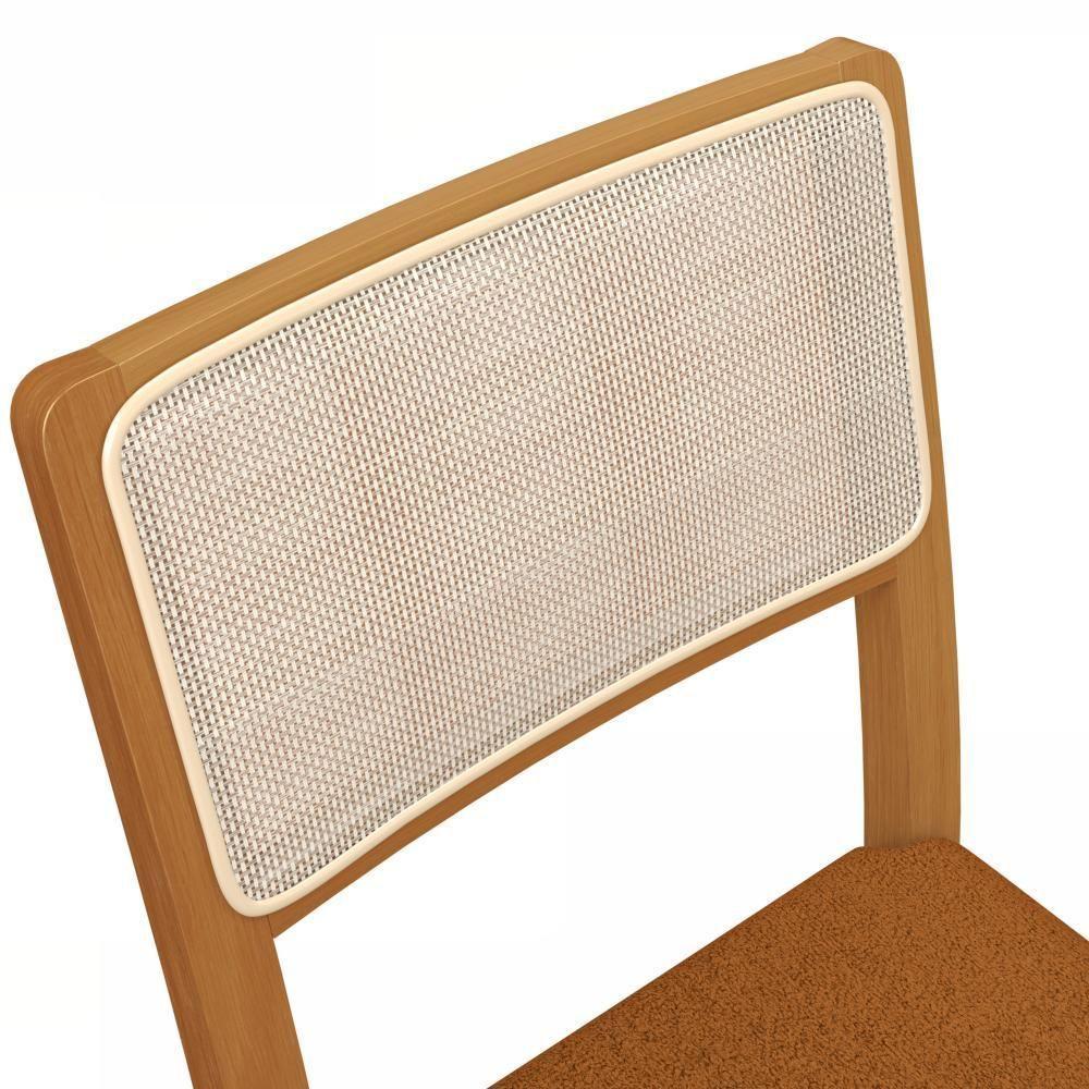 Conjunto Sala De Jantar Madeira Maciça 6 Cadeiras Kappesberg Bouclé Terracota - 5