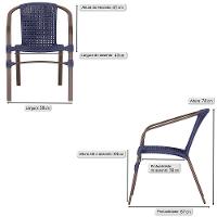 03 Cadeiras Floripa Alumínio Pintura Marrom Trama Original Azul - 2