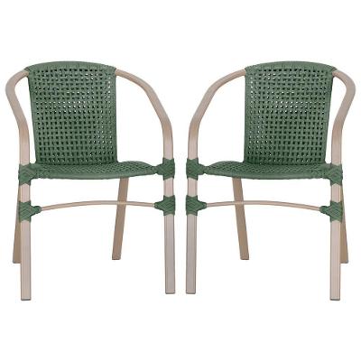 02 Cadeiras Floripa Aluminio Pintura Fendi Trama Original Verde