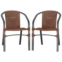02 Cadeiras Floripa Alumínio Pintura Preta Trama Original Marrom - 1
