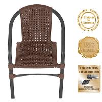 02 Cadeiras Floripa Alumínio Pintura Preta Trama Original Marrom - 3