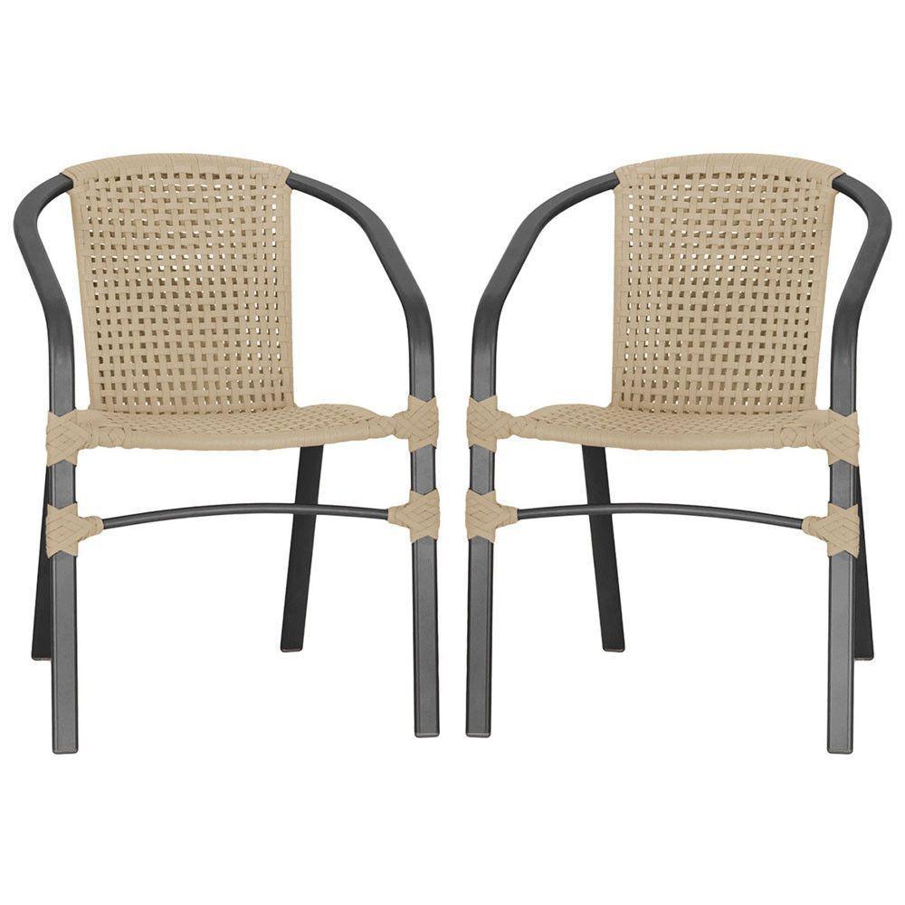 02 Cadeiras Floripa Alumínio Pintura Preta Trama Original Rami - 1