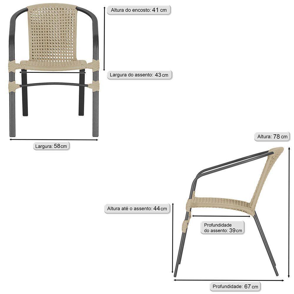 02 Cadeiras Floripa Alumínio Pintura Preta Trama Original Rami - 2
