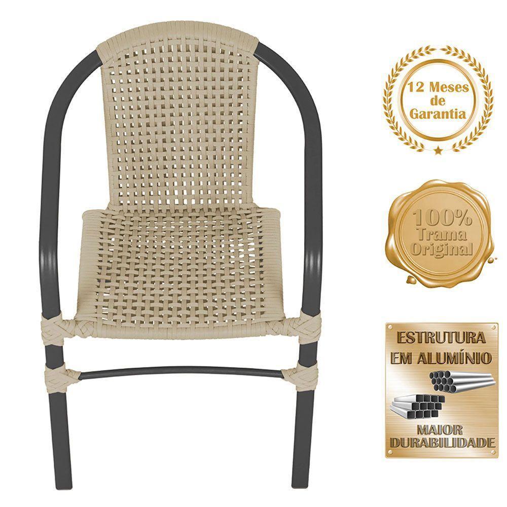 02 Cadeiras Floripa Alumínio Pintura Preta Trama Original Rami - 3