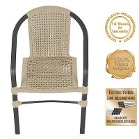 02 Cadeiras Floripa Alumínio Pintura Preta Trama Original Rami - 3